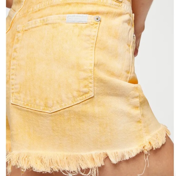 7 FOR ALL MANKIND MONROE JEAN SHORTS BUTTON FLY SIZE 24 MINERAL MARIGOLD! - Picture 3 of 11